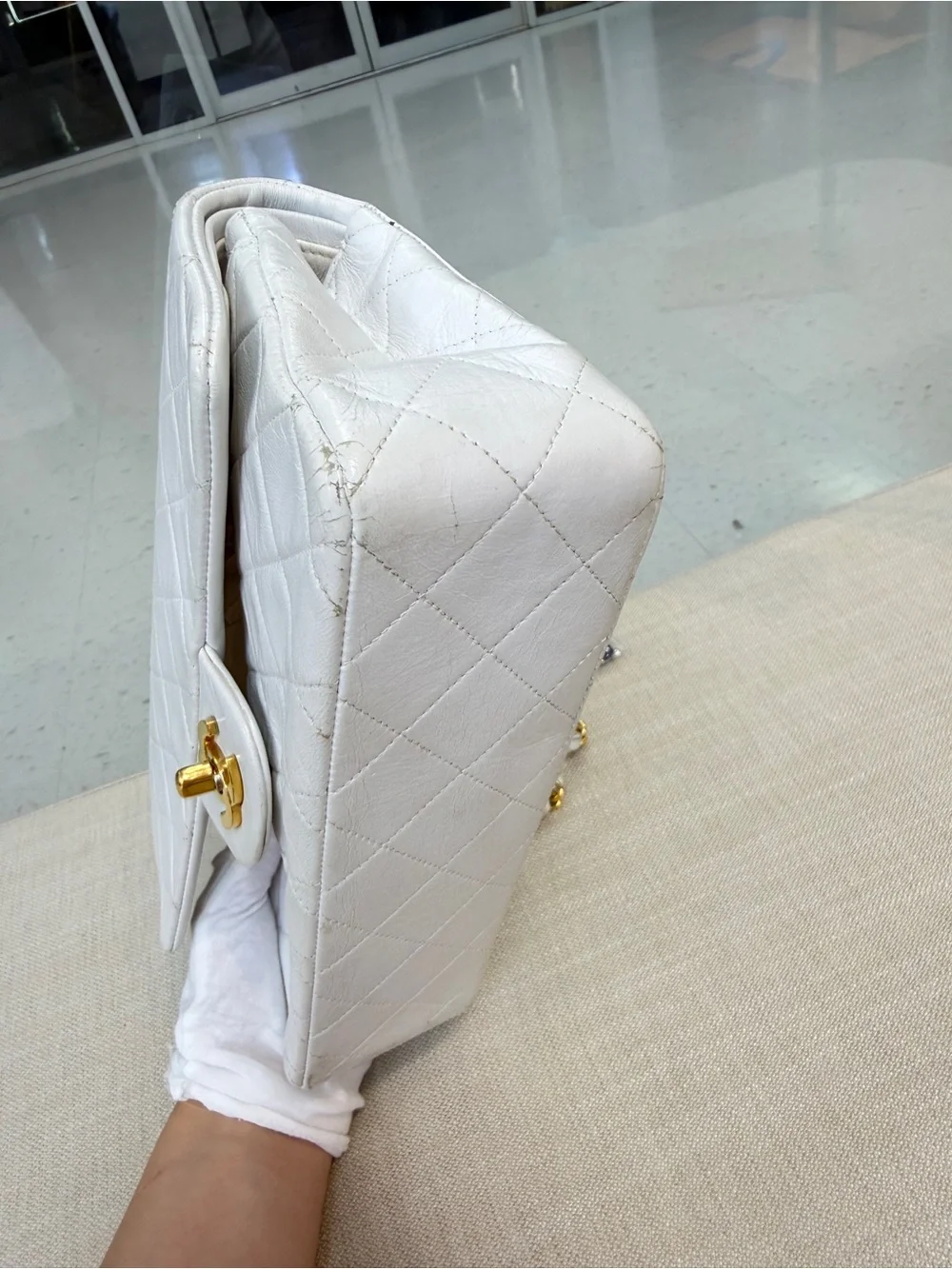 CHANEL White Classic Double Flap Bag